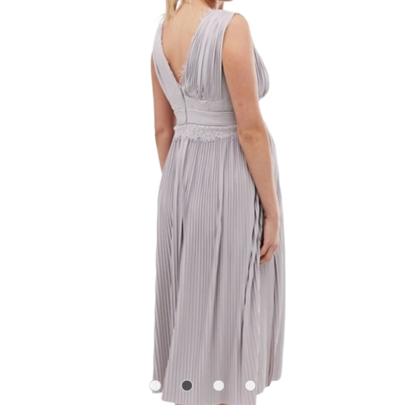 Asos maternity lace insert pleated midi dress gown - Picture 4 of 13